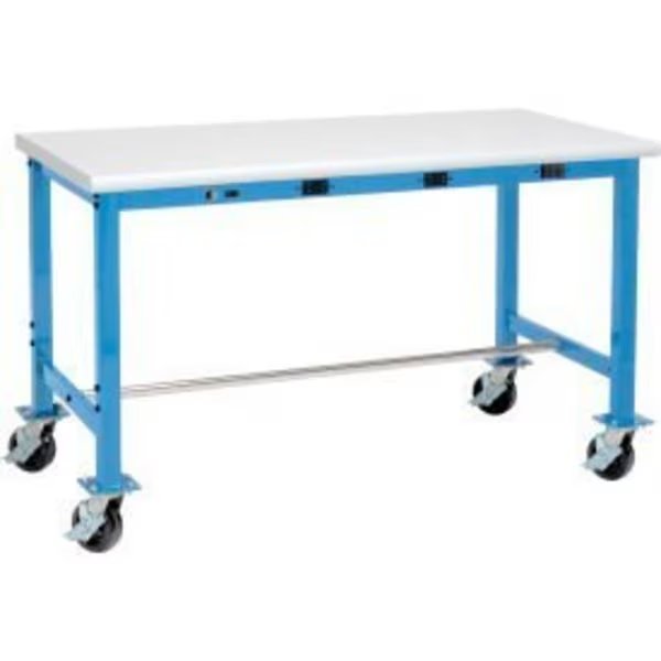 Mobile Packing Workbench W/Power Apron, ESD Safety Edge, 60
